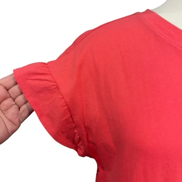 J.Crew Women's Dress Size M Red Short Sleeve Tiered Knee Length Cozy Comfort - Picture 3 of 8